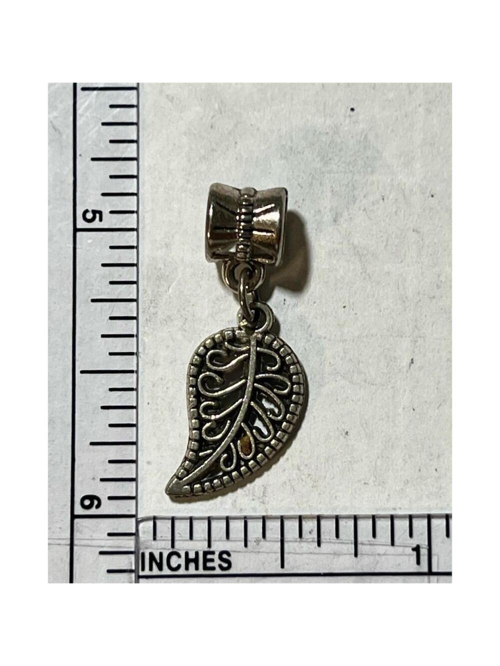 Silver Leaf Charm for European Bracelet or Necklace Jewelry